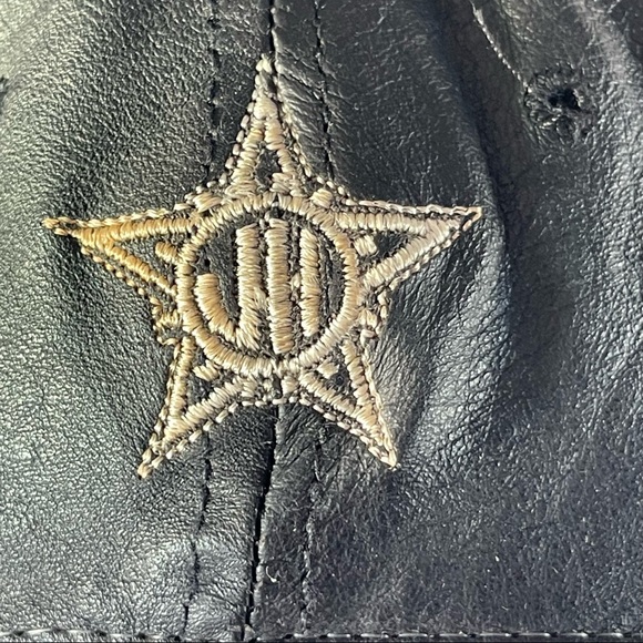 1990s” NBA Chicago Bulls Red/Black Leather Jeff Hamilton Design Strap back Hat - Picture 10 of 16